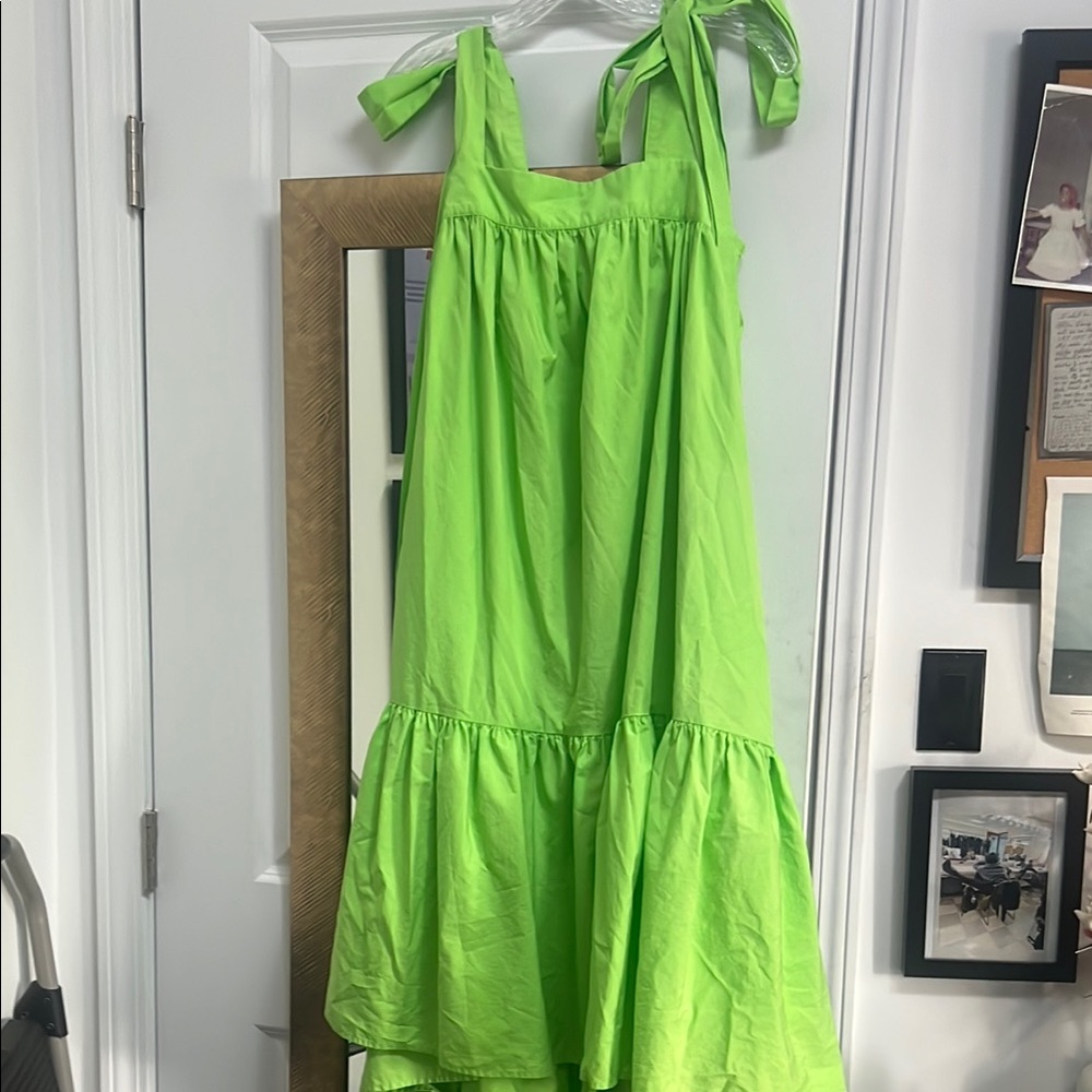 Christopher John Rogers Green Ruffled Smocked Sundress